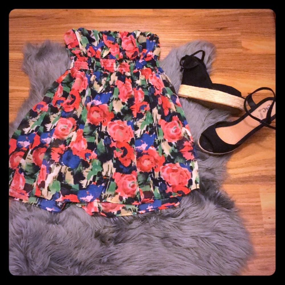 Strapless floral dress
